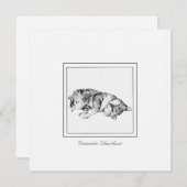 Minimalistische Kreide- und Katzenkatze Mitteilungskarte (Vorne/Hinten)