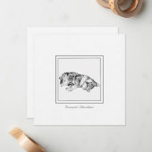 Minimalistische Kreide- und Katzenkatze Mitteilungskarte (Vorderseite/Rückseite Beispiel)