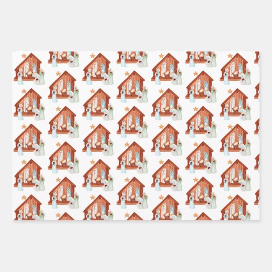 Minimalistische Krippe Weihnachten Geschenkpapier Set (Vorderseite 2)
