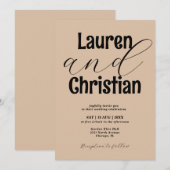 Minimalistische kühne Namen Beige Scripture Weddin Einladung (Vorne/Hinten)