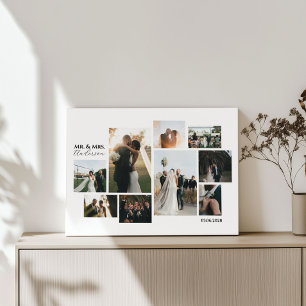 Minimalistische kundenspezifische 9-Foto-Hochzeits Leinwanddruck