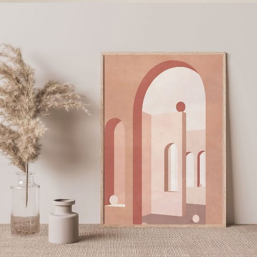 Minimalistische Kunst Abstrakt Terracotta Arch Geo Poster