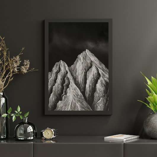 Minimalistische Kunst der Berglinie Poster