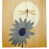 Minimalistische Kunst der Sonnenblumen und Libelle Duschvorhang (Vorderseite)