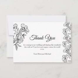 Minimalistische Kunst der weißen Botanischen Linie Dankeskarte