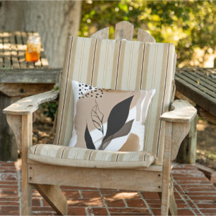 Minimalistische Kunst mit Blättern, die hinausreic Kissen