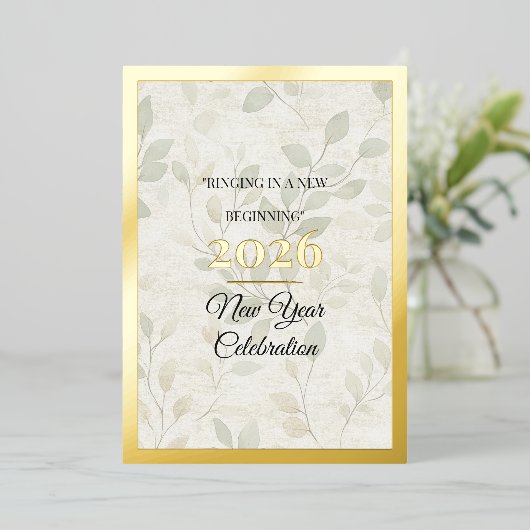 Minimalistische Kunst Neujahrs-Einladungskarte in  Folieneinladung (Stehend vorne)