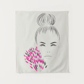 Minimalistische Künstlerin zeichnete Top-Bun-Mode Wandteppich (Vorderseite)