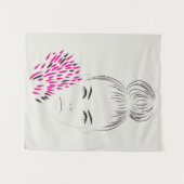 Minimalistische Künstlerin zeichnete Top-Bun-Mode Wandteppich (Vorderseite (Horizontal))