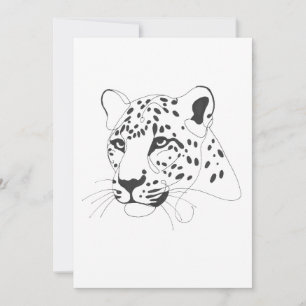 Minimalistische Kunstlinie mit handgemalten Leopar Einladung