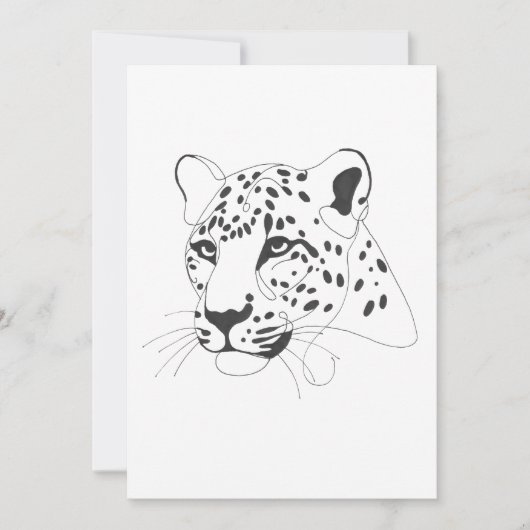 Minimalistische Kunstlinie mit handgemalten Leopar Einladung (Vorderseite)
