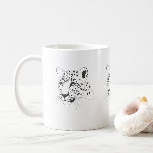 Minimalistische Kunstlinie mit handgemalten Leopar Kaffeetasse