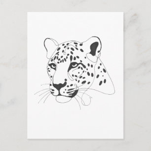 Minimalistische Kunstlinie mit handgemalten Leopar Postkarte