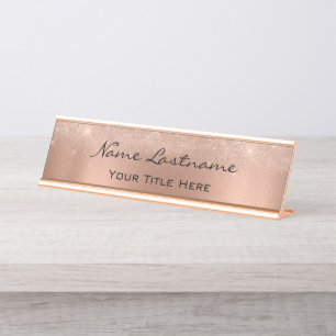 Minimalistische Kupfer Rose Gold Custom Elegant Fu Schreibtischnamensplakette
