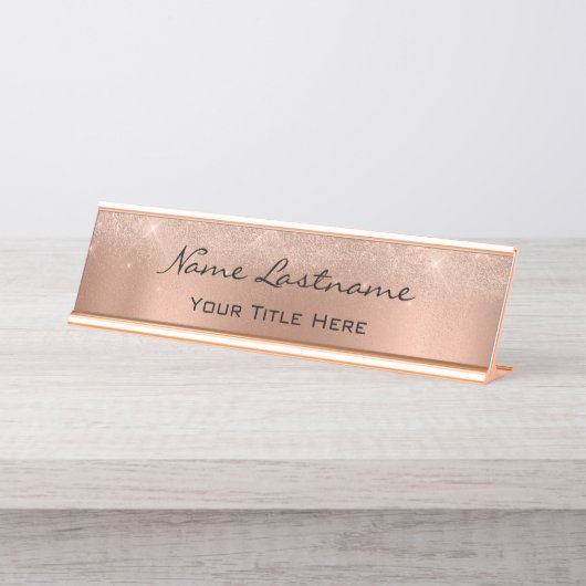 Minimalistische Kupfer Rose Gold Custom Elegant Fu Schreibtischnamensplakette (Vorderseite )