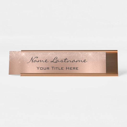 Minimalistische Kupfer Rose Gold Custom Elegant Fu Schreibtischnamensplakette (Vorderseite )