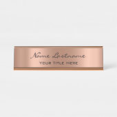 Minimalistische Kupfer-Rose Gold Custom Elegant Mo Schreibtischnamensplakette (Vorderseite )