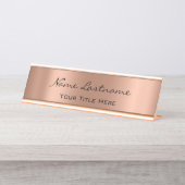 Minimalistische Kupfer-Rose Gold Custom Elegant Mo Schreibtischnamensplakette (Vorderseite )