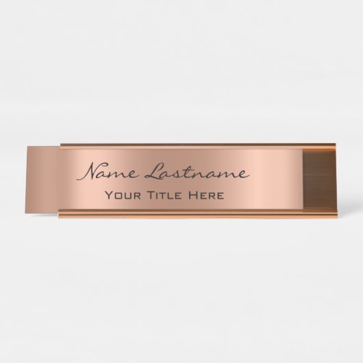 Minimalistische Kupfer-Rose Gold Custom Elegant Mo Schreibtischnamensplakette (Vorderseite )