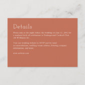 Minimalistische Kupferroter Hochzeit Begleitkarte (Vorderseite)