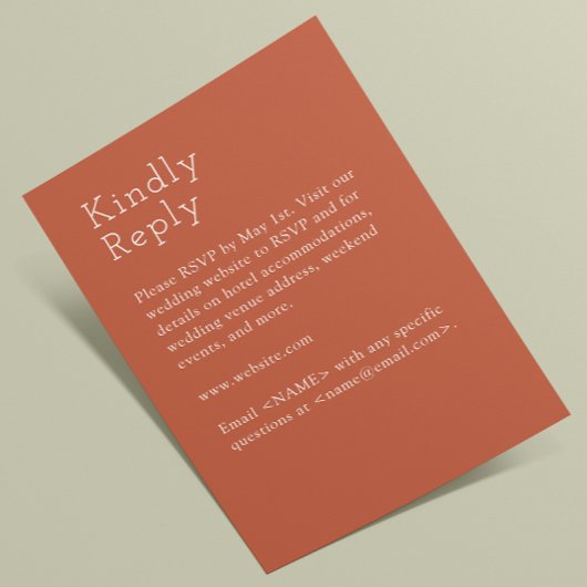 Minimalistische Kupferroter Hochzeit RSVP Karte