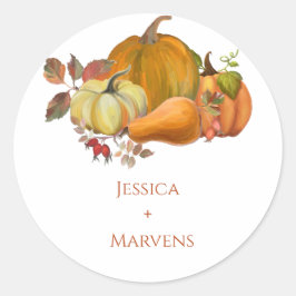 Minimalistische Kürbishochzeit Runder Aufkleber