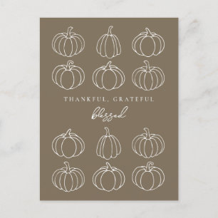 Minimalistische Kürbisse Herbst Dankbar Dankbar Ge Postkarte
