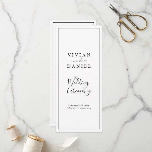 Minimalistische Kurze Reihenfolge des Hochzeitspro Programm (Vorderseite/Rückseite Beispiel)