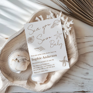 Minimalistische Küsten-Meer-Baby-Party bald Einladung