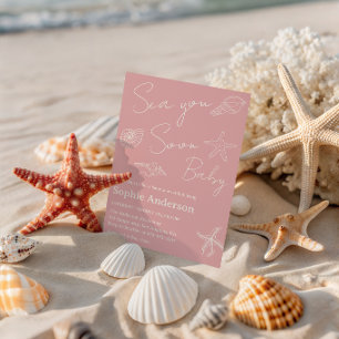 Minimalistische Küsten-„Sea You Soon Baby“-Babypar Einladung