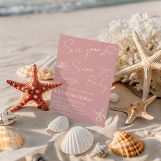Minimalistische Küsten-„Sea You Soon Baby“-Babypar Einladung