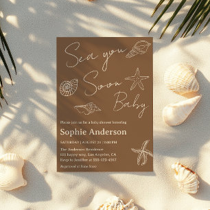 Minimalistische Küsten-„Sea You Soon Baby“-Babypar Einladung