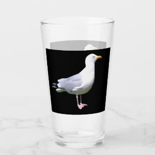Minimalistische Küstenmöwe Stehende Wildlife-Kunst Glas