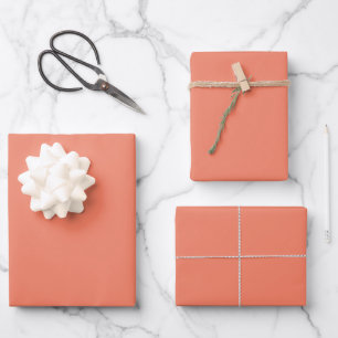 Minimalistische lachsorangefarbene einfache modern geschenkpapier set