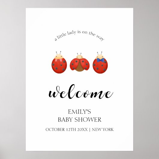 Minimalistische Ladybug Kinderdusche Begrüßung Poster (Vorne)