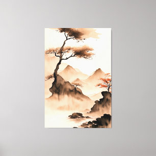 Minimalistische Landschaft an der japanischen Küst Leinwanddruck
