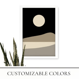Minimalistische Landschaft Schwarz und Beige Kunst Poster