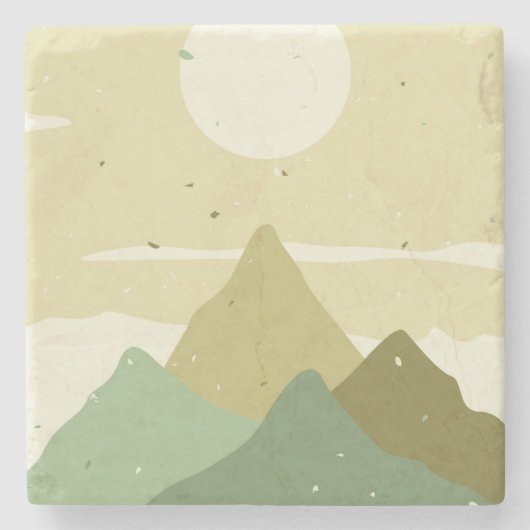 Minimalistische Landschaft Steinuntersetzer (Vorderseite)