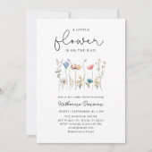 Minimalistische Langarm-Wildblume-Babydusche Einladung (Vorderseite)