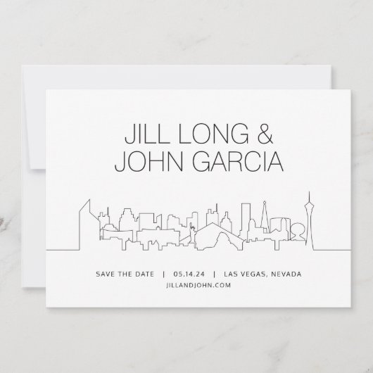 Minimalistische Las Vegas Skyline Hochzeit Speiche Einladung (Vorderseite)