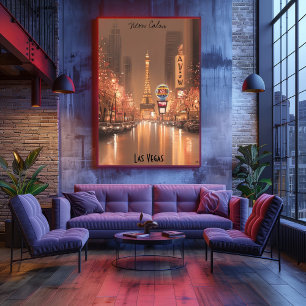 Minimalistische Las Vegas-Skyline – Neon City Art Poster