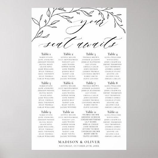 Minimalistische Laurel Branch Hochzeitskarte Poster (Vorne)