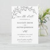 Minimalistische Laurel Branch Leafy Save the Date Einladung (Stehend Vorderseite)
