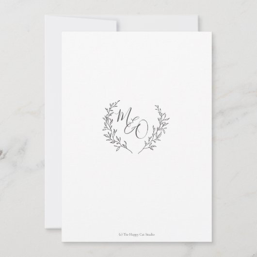 Minimalistische Laurel Branch Leafy Save the Date Einladung (Rückseite)