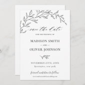 Minimalistische Laurel Branch Leafy Save the Date Einladung (Vorne/Hinten)