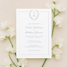 Minimalistische Laurel-Monogramm-Hochzeitseinladun
