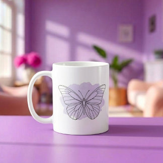 Minimalistische Lavendel-Schmetterling-Aquarell-Ta Kaffeetasse