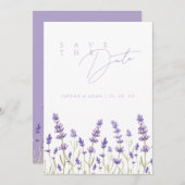 Minimalistische Lavendel-Wildblumen Save The Date (Vorne/Hinten)