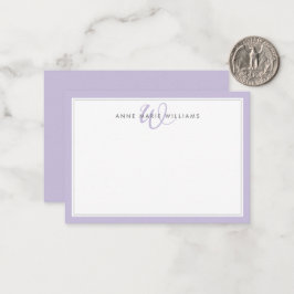 Minimalistische Lavendel-Zweirahmen-Monogramm-Noti Mitteilungskarte