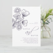 Minimalistische Lavendelhochzeit Einladung (Stehend Vorderseite)